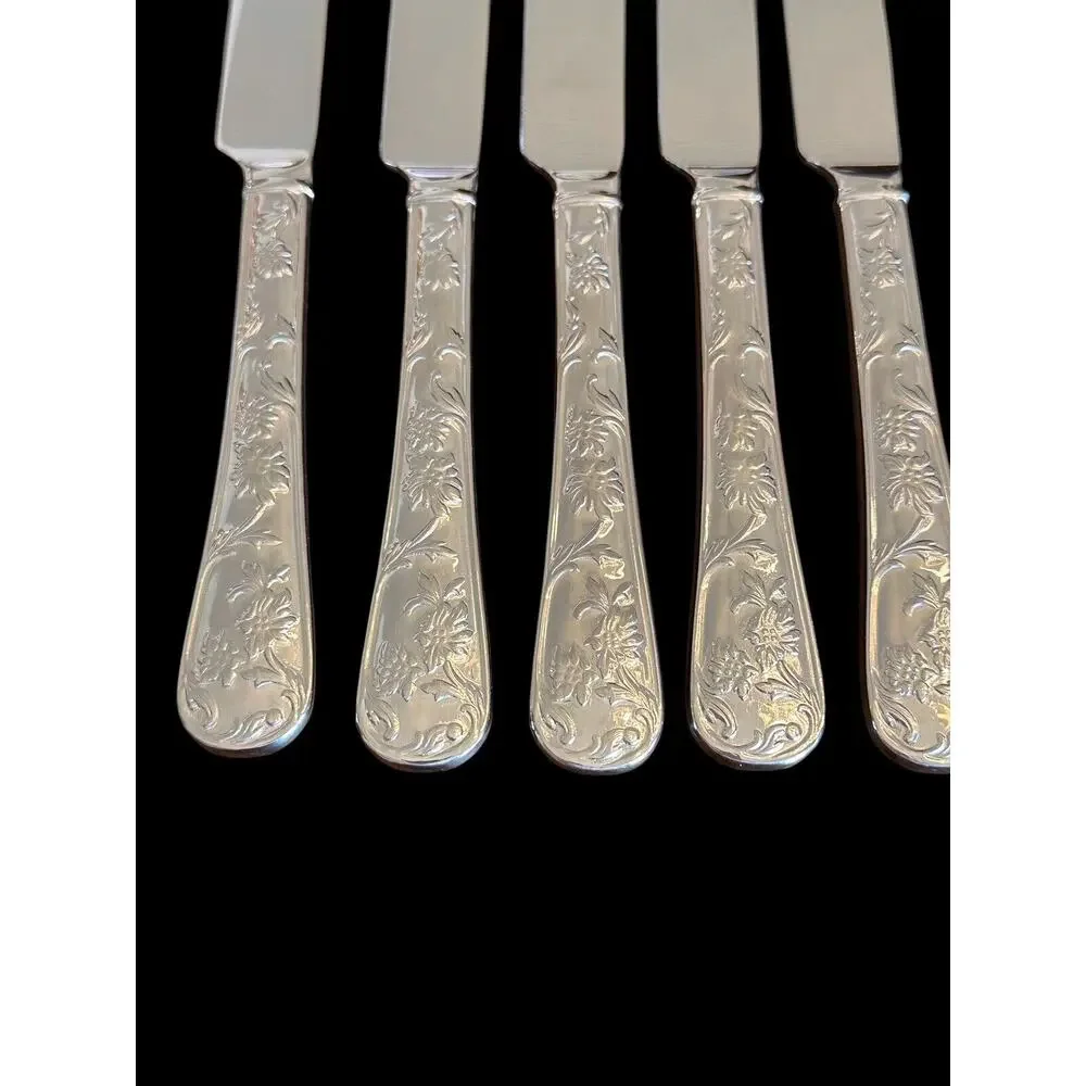 Reed & Barton Queen’s Garden 8 Dinner Knives Glossy Stainless Flatware (T)
